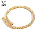 Top Icy Hip Hop 8mm Punk Two Rows CZ V-shape Cuban Link Chain Iced Out Zircon Brass 18k Gold Plated Cuban Chain