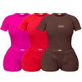 2024 Custom Logo Women Clothing Plus Size Jersey Cotton Rib Loungewear Women Sets Boy Shorts Lounge Wear 2 Piece Sets for Women