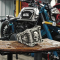 Retro Punk Style Square Skull Cluster Rings Personalized Stainless Steel Biker Design for Men Jewelry