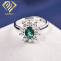 925 Sterling Silver Emerald Rings Oval Cut Lab Created Emerald Jewelry Ring Finger Rings for Girls
