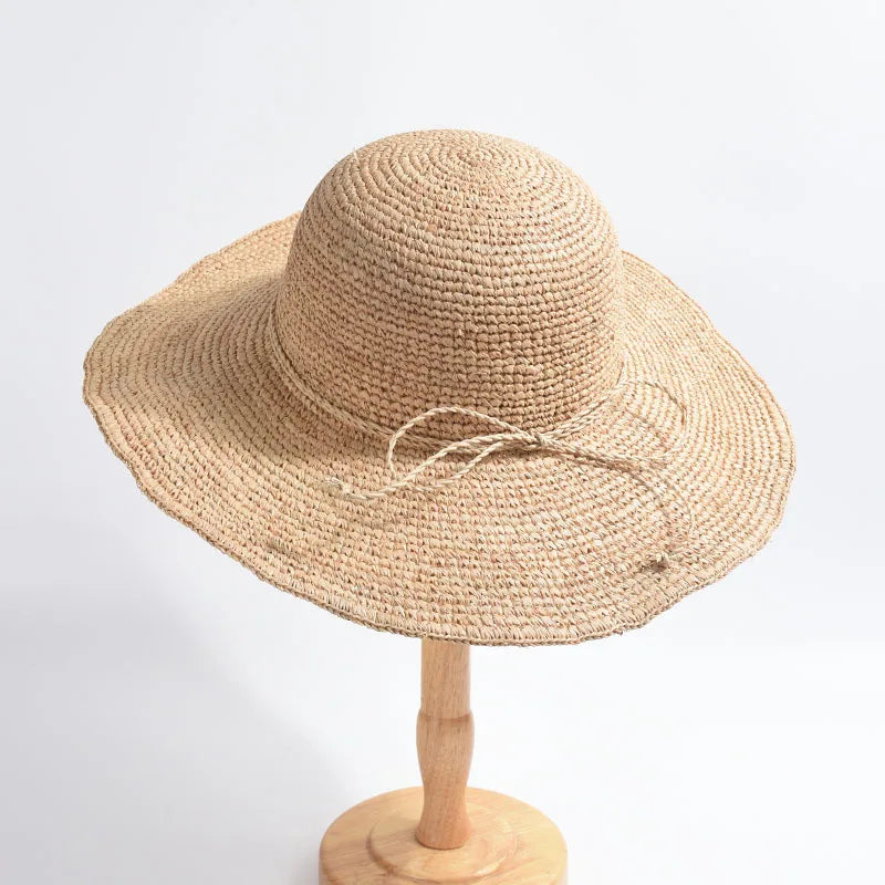 2025 New Arrival Fashion Trendys Women Lady Wide Brim Floppy Hat Raffia Straw Beach Sun Hat