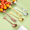 Heart Shape Mini Tea Spoons Dessert Fork Stainless Steel Gold Coffee Spoons Espresso Spoons