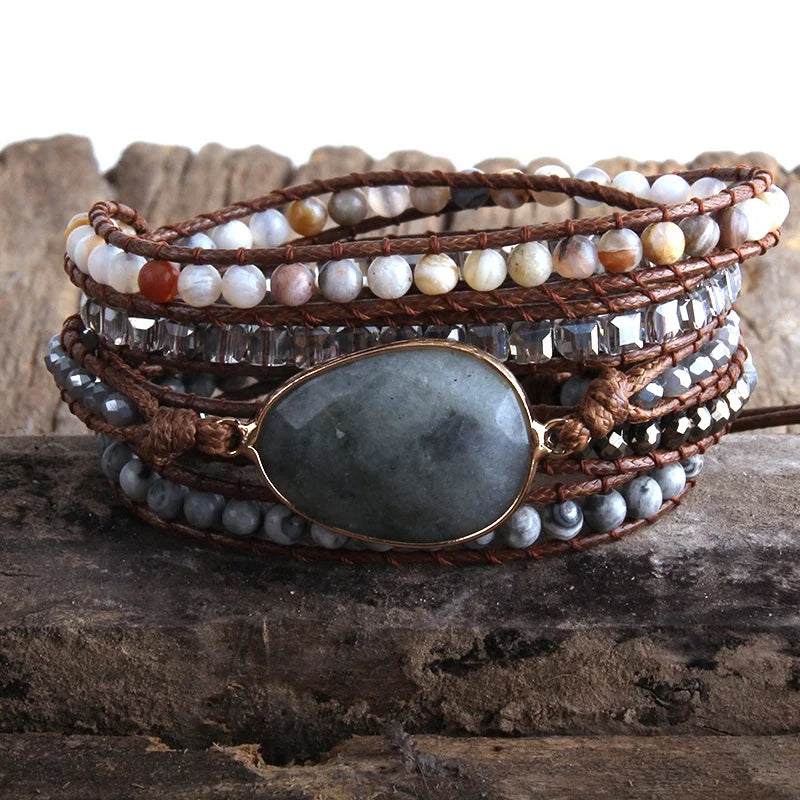Fashion Wholesale Customized Beaded Bracelet Personalize Jewelry Handmade 4mm Natural Gemstone Crystal 5 Strands Wrap Bracelets