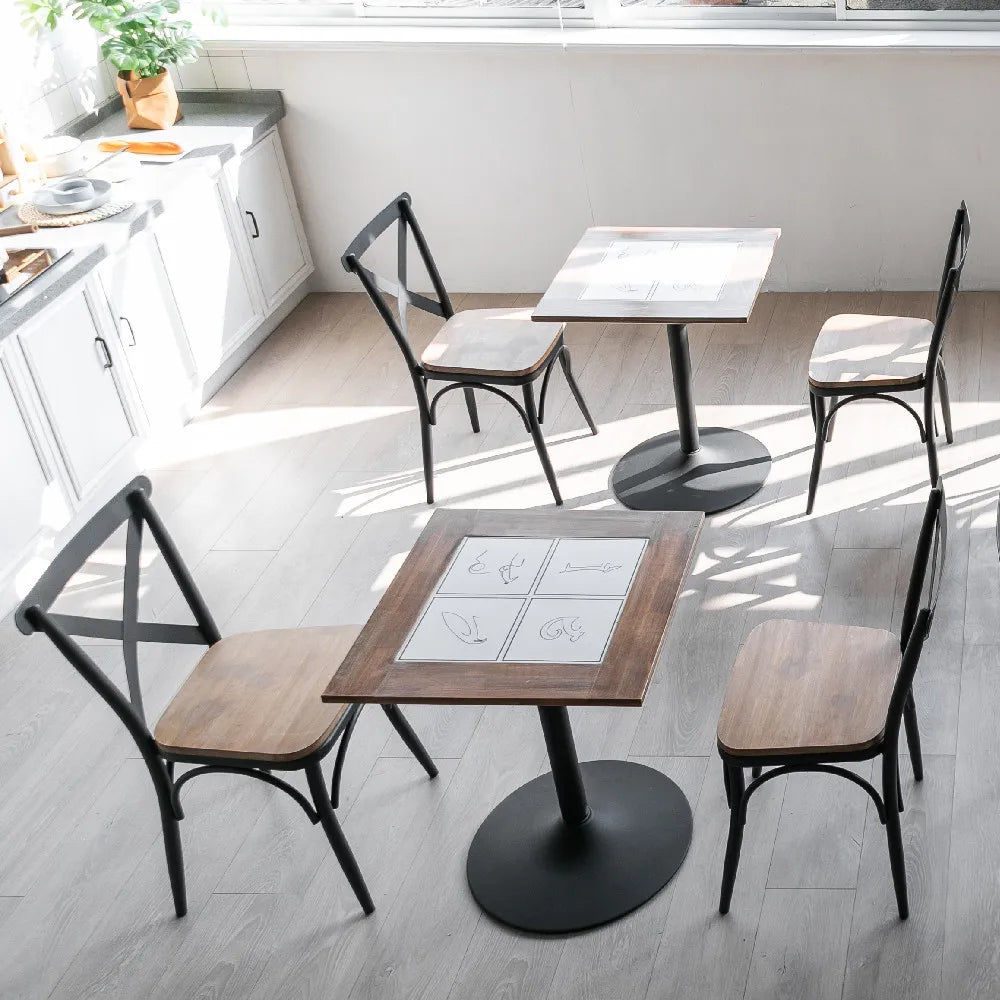 Wholesale Modern Outdoor Hotel Restaurant Square Dining Table Combination Creative Tile Splicing Solid Wood Eco-Friendly Custom