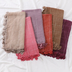 Wholesale of New Malaysian Headscarves With Fashionable Sequins and Lace Embellishments Shawl