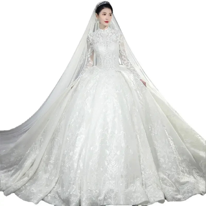French Style Main Wedding Dress New Style Bride Trailing Mori Super fairy Dream Simple Court