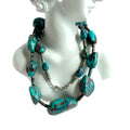 Natural Turquoise and jade 925 Sterling Silver Necklace HANDMADE TURQUOISE
