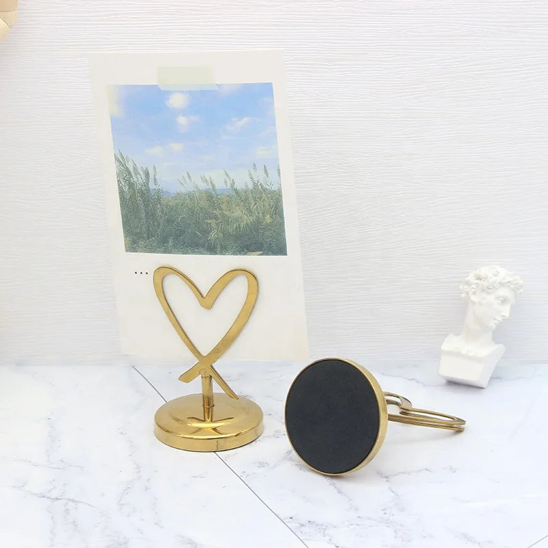 8cm H Heart Design Metal Wedding Sign Place Card Holders Tabletop Menu Card Holders for Restaurant Wedding