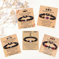 Players Team Gifts Football Soccer Basketball Baseball Bracelet Tiger Eye Stone Beaded Bracelets with Card