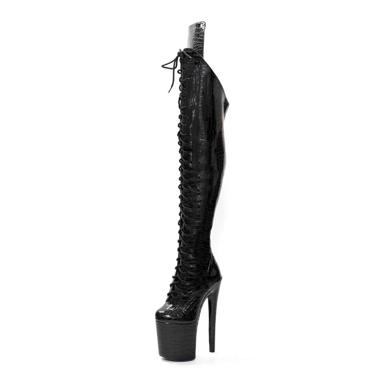 Lace up 20cmcm New Style Nightclub 8Inch Strip Pole Dance Big Size Exotic Dancer Over the Knee Boots Sexy Fetish Gladiator Party