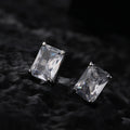 Fashion Ladies 925 Silver Zircon Rectangle Shaped Earrings for Everyday Parties