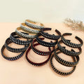 Braided PU Fabric Rhinestone Hair Hoop Luxury Cloth Crystal Hair Band Accessories Womens Bling Golden Headbands