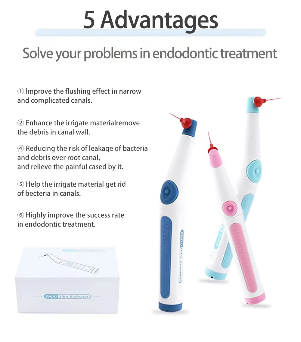 Dental Color Ultrasonic Activator Handpiece With 60 Tips Wireless Root Canal Endo Ultra Activator for Root Canal Irrigation