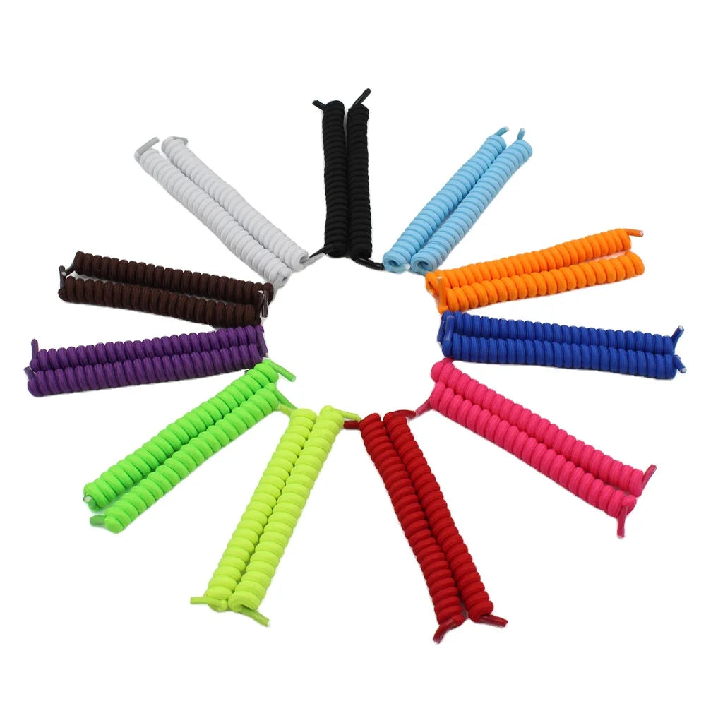YH Children's Spring Shoe Laces Round Curly Elastic Polyester Band 5mm Flat Type Telephone Rope Fujian Made Model RTS Round-32