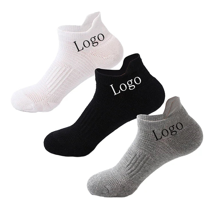 Stock Item Gray White Black Cotton Shorts Ankle Low Cut Running Athletic Socks OEM Custom Your Logo