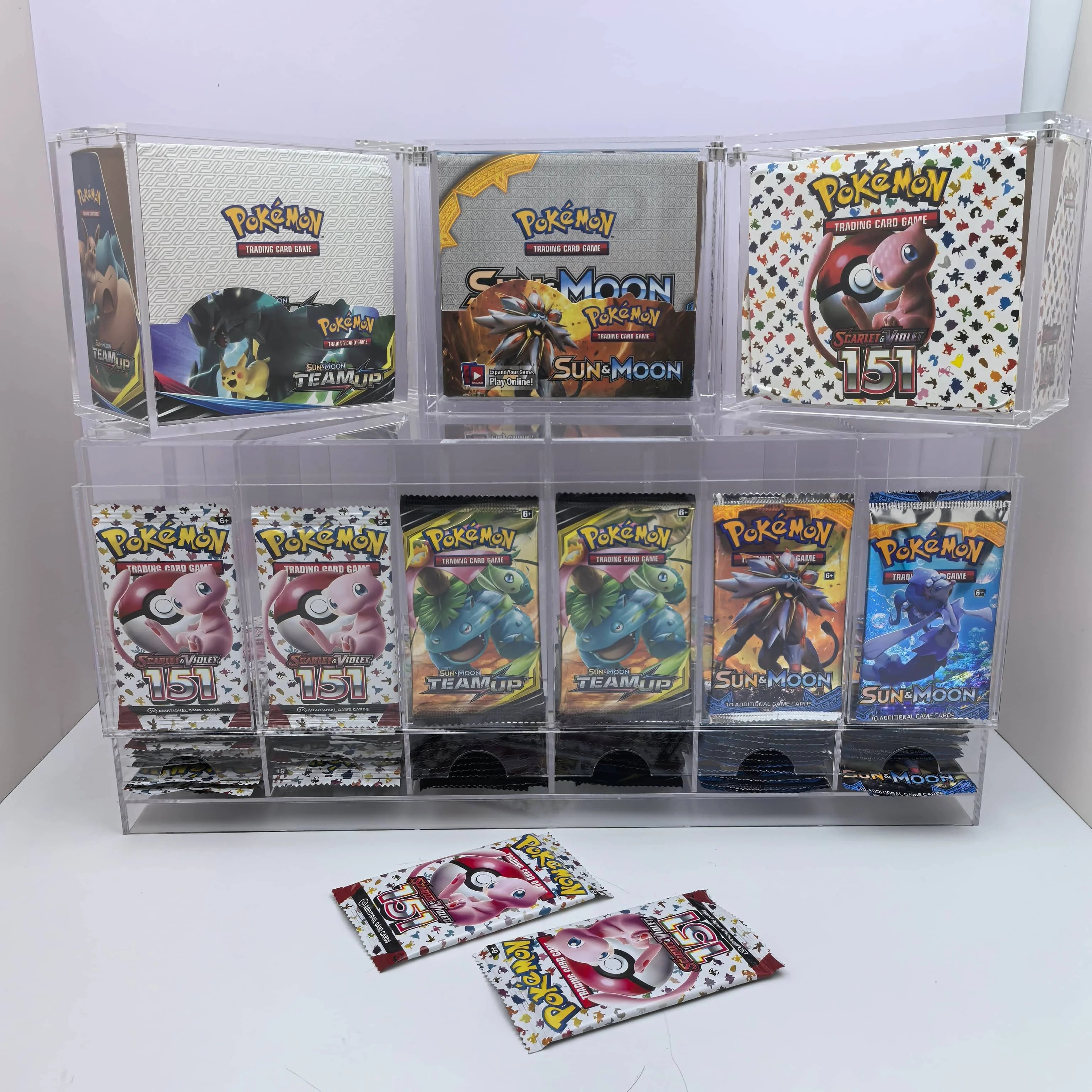 Acrylic Booster Pack Dispenser-6 Slot Base Display Stand for Etb Tcg Mtg Card Booster Packs