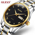 OLEVS Couple Watch 5568 Fashion Quartz Waterproof Ladies Watches Men Wrist Leather Business Male Date Clock Relogio Masculino
