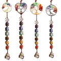 Natural Stone Woven 7 Chakras Winding Tree of Life hang Ornaments Gemstone Natural Quartz Crystal Healing Stone Hang Decorations