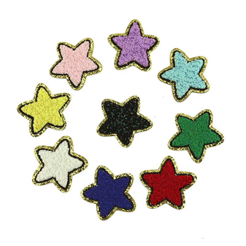 Star Chenille Embroidered Iron on Patch Applique Diy Patches for Clothing Bag Hat Coat Repair Accessories