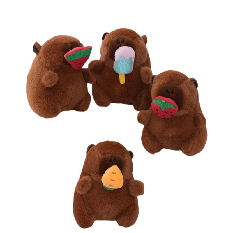 Stuffed Animals Toy Plush Capybara Keychain 12cm Simulation Capybara Pendant Accessories Cartoon Cute School Bag Charm Key Chain