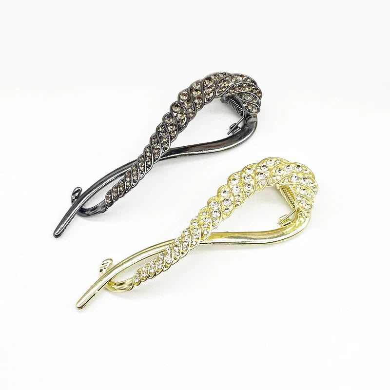 Metal Twisting Shark Hair Clips Alloy Twisting Rhinestone Wholesale Hair Claw Clip Korean One Word Hair Accessories