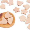 Xiximi Cute Shape Organic Beech Bead Wood Beads Bunny Flower Heart Star Wooden Teething Toy Pacifier Clip DIY Accessories Beads