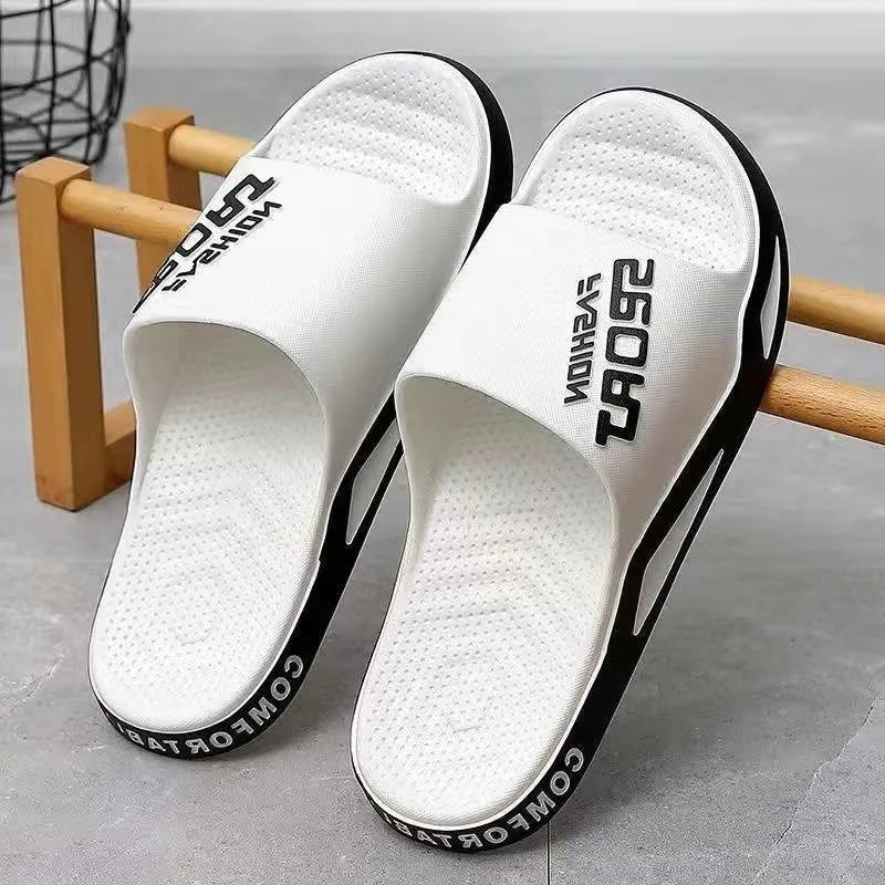 2024 New Summer Men's Sandals Soft Thick Plastic Seaside Slides Slippers Home Hotel Style for Driving Beach Shoes Couple Use