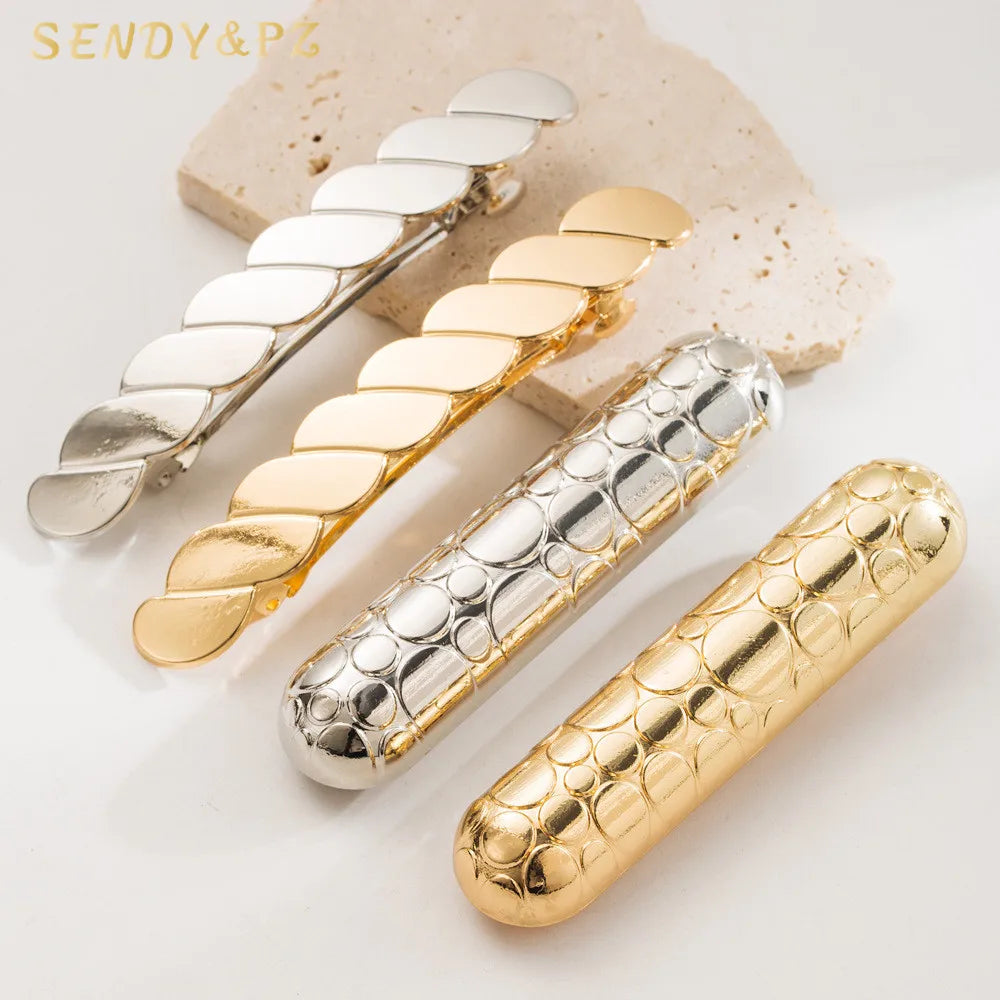 2025 New Korean Simple Twists Braid Metal Clip Hair Simple Fashion Gold Silver Alloy Spring Clip Women Hairpin