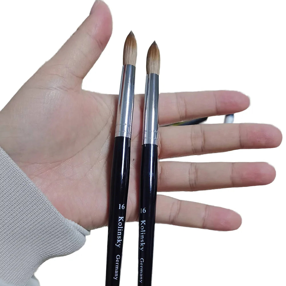 Black Wooden Nail Brush 100% Kolinsky Professional Kolinsky Sable Hair Nail Art Brush Private Label Nail Acrylic Brush #14 #16