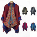 New Women's Winter Flower Warm Cape Shawls Girl Outdoor Travel Shawl Winter Fashion Ethnic Shawl Coat