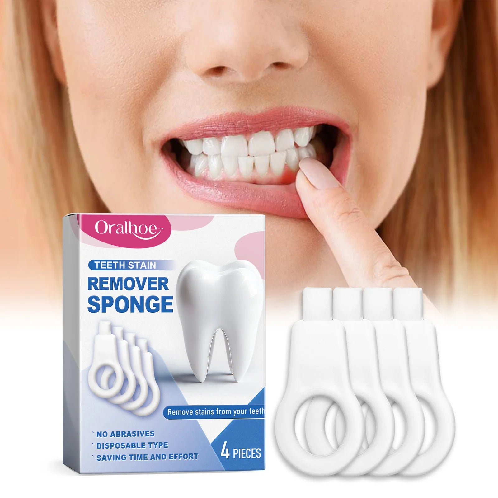 Oralhoe wholesale gently cleans teeth removes stains and dirt freshens breath Sponge Teeth Cleaning Brush