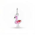 YILUN High Quality Cute 925 Sterling Silver Flamingo Pendant Pink Enamel Rhodium Plated Pendant Jewelry for Girls