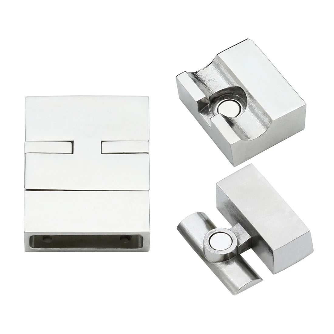 Wholesale Bracelet Clasp Accessories for  Leather  Bracelet Making 316L Stainless Steel Flat Magnetic Bracelet Clasp