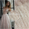 Elegant Classical French Rose Gold Shining Glitter Lace Wedding Bridal Dress Net Lace Fabric HY0623-3