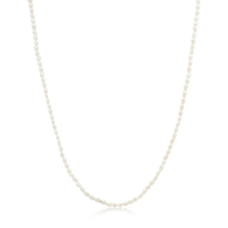 Gemnel 2024 Fashion 18K Gold 2-3mm Natural Freshwater Pearl 925 Silver Necklace Girl
