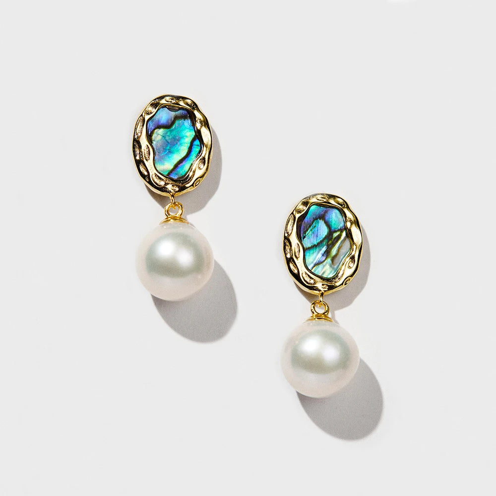 Elite Signature 925 Sterling Silver Vintage Pearl Earrings Set Baroque Abalone Cut Jewelry Custom Personalized