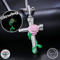 Dropshipping Enamel Plated Hip Hop Jewelry Glowing 925 Sterling Silver VVS Moissanite Diamond Rose Flower Cross Pendant