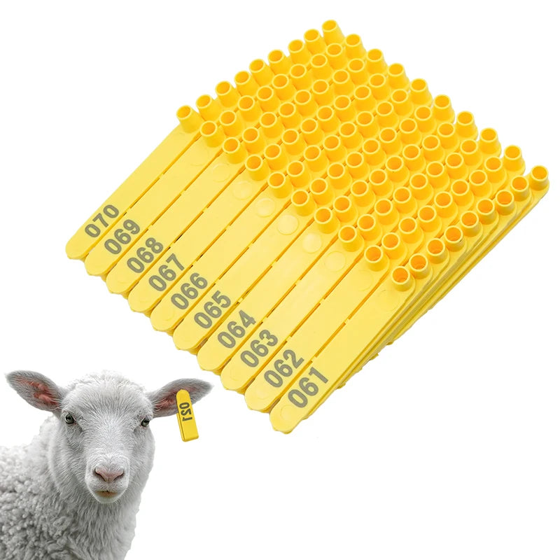 Long Strip One Piece Sheep Goat Ear Tag 001-100 Laser Printed Animal Goat Sheep Tracking Ear Tags