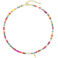 Handmade Beaded Necklace Bohemian Beaded Cross Pendant Jewelry