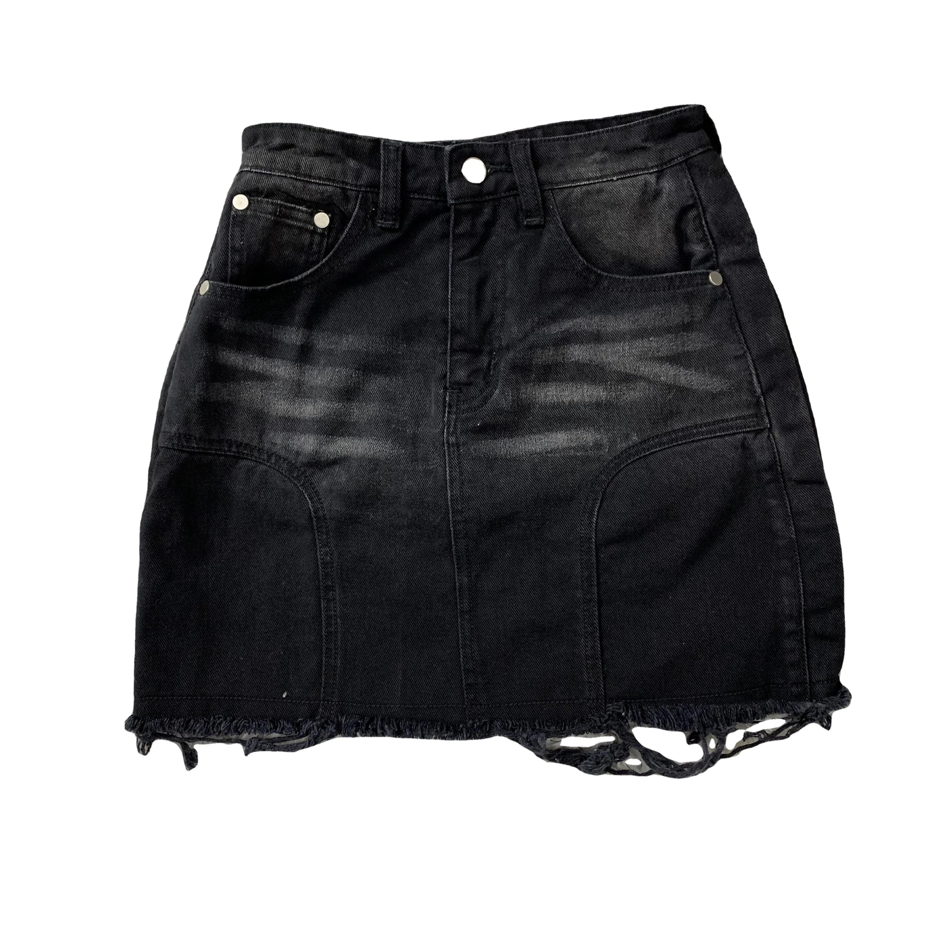 DENIMGUYS Custom Distressing Short Mini Hip Wrap Skirts for Ladies Women