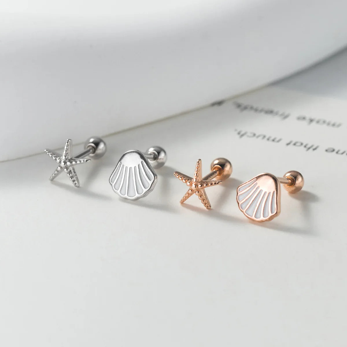S925 Sterling Silver Fashion Earrings Starfish Shell Thread Stud Earrings Fine Jewelry Designer Earrings Women