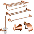 HONGDEC Rose Gold Six-piece Metal Towel Rack Wall Mount Bathroom Accessories Hardware Set