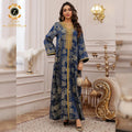 Zaynab Abaya Latest Lake Blue Gold Ribbon Cape Abaya Dubai Kaftan Dubai Wedding Fancy Muslim Dress Abaya