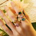 High-Quality Stainless Steel Colored Zircon Rings for Women 18k Gold Plating Wedding Rings Titanium Steel Jewellery Accessories