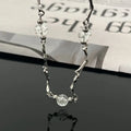 Irregular Metal Necklace Female Ice Crack Bead Twisted Choker Personality Female Senior Design