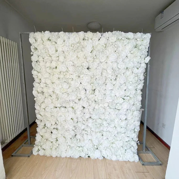 Wholesale White Rose Hydrangea Silk Flower Artificial  Backdrop Wall for Wedding Decoration