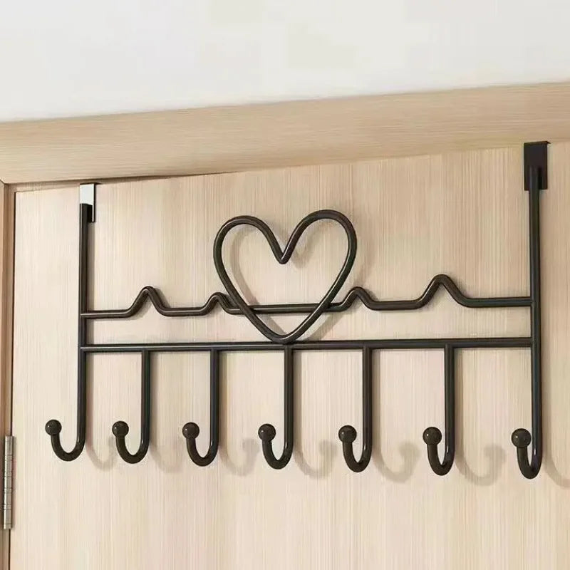 6/7 Hooks Over the Door Hooks Bathroom Organizer Rack Clothes Coat Hat Towel Hanger Iron Home Sundries Storage Rack Door Hang