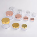 Empty Mini 3g 5g 10g 15g 20g 25g 30g 50g 60g clear Cosmetic Plastic Jars with Gold Rose Gold Silver Lids