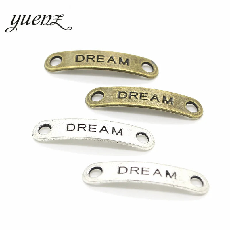 YuenZ Metal Alphabet Letters Dream Charms for Jewelry Making Diy Hand Made Accessories 38*8mm S201