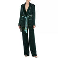 Women Suits 2 Piece Fashion Satin Green Blazer With Pants Plus Size Female Suit Office Work Professional Ladies Wedding Slim Set